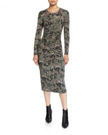 Joie Aja Paisley-Print Ruched Long-Sleeve Dress at Neiman Marcus