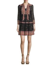 Joie Alpina Paisley-Print Silk Georgette Dress  Caviar at Neiman Marcus