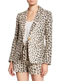 Joie Anilah Leopard-Print One-Button Linen Blazer at Neiman Marcus