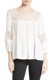 Joie Bellange Lace Trim Blouse at Nordstrom