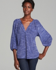 Joie Blouse - Addie B Tweed Printed Silk in Neptune at Bloomingdales