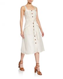 Joie Bourey Linen Utility Midi Dress at Neiman Marcus