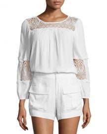 Joie Coastal Embroidered-Lace Top at Neiman Marcus