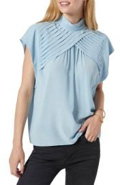 Joie Edesse Pleated Mock Neck Silk Blouse at Nordstrom