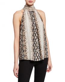 Joie Erola Mock-Neck Snake-Print Top at Neiman Marcus