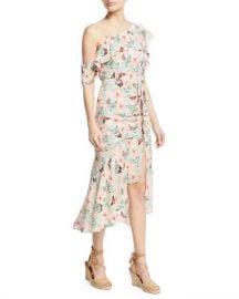 Joie Jamima Printed One-Shoulder Midi Dress at Neiman Marcus