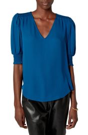 Joie Karemele Smocked V-Neck Silk Top at Nordstrom