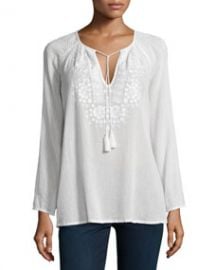 Joie Majorie Embroidered Voile Top at Neiman Marcus