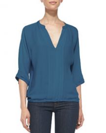 Joie Marru Pintuck-Front Silk Blouse at Neiman Marcus