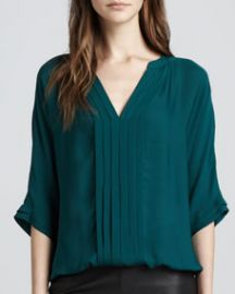 Joie Marru Pleat-Front Blouse  Botanical at Neiman Marcus