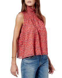 Joie Mika Sleeveless Smocked-Neck Top at Neiman Marcus