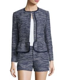 Joie Milligan Tweed Zip-Front Jacket  Blue at Neiman Marcus