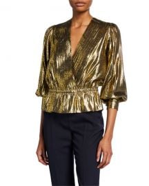 Joie Nadeen Metallic Pintuck Blouse at Neiman Marcus