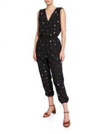 Joie Nadezhda Printed Metallic Jumpsuit at Neiman Marcus