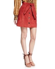 Joie Neida Suede Button-Front Skirt at Neiman Marcus