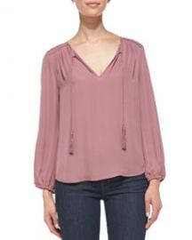 Joie Odelette Tassel-Tie Silk Blouse at Neiman Marcus