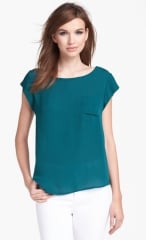 Joie Rancher Silk Pocket Top in green at Nordstrom