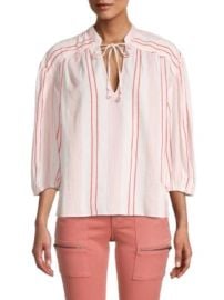 Joie Rowyn Woven Stripe Tie Blouse on SALE at Saks Off 5th