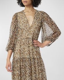 Joie Tobey Leopard Silk Tiered Midi Dress at Neiman Marcus