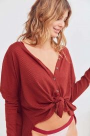 Jojo Oversized Thermal Button-Front Top by Out From Under at Urban Outfitters