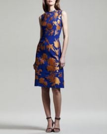 Jonathan Saunders Linford Floral Crepe-Satin Sheath Dress at Neiman Marcus