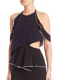 Jonathan Simkhai - Draped Silk Cold-Shoulder Top at Saks Off 5th