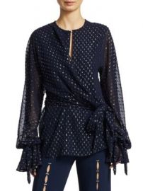 Jonathan Simkhai - Metallic Wrap Blouse at Saks Fifth Avenue