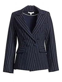 WornOnTV: Phyllis’s navy pinstripe blazer and white lace-trim top on ...