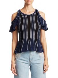 Jonathan Simkhai - Striped Cold-Shoulder Top at Saks Fifth Avenue