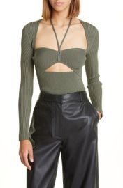 Jonathan Simkhai Alexia Marled Rib Long Sleeve Shirt at Nordstrom