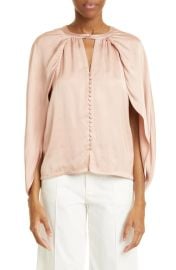 Jonathan Simkhai Audrey Fluid Satin Button-Up Blouse in Macchiato Size X-Small at Nordstrom