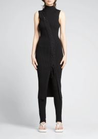 Jonathan Simkhai Ava Compact Rib Turtleneck Lace-Up Dress - at Bergdorf Goodman