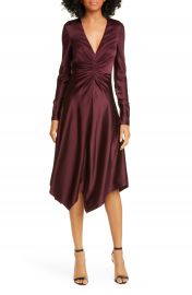 Jonathan Simkhai Crepe Back Satin Long Sleeve Handkerchief Dress   Nordstrom at Nordstrom