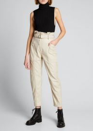 Jonathan Simkhai Leela Vegan-Leather Paperbag-Waist Pants at Bergdorf Goodman