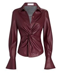 Jonathan Simkhai Louisa Twist Front Vegan Leather Shirt reg at Intermix