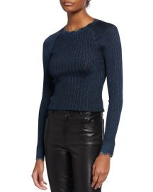 Jonathan Simkhai Mika Metallic Knit Crewneck at Neiman Marcus