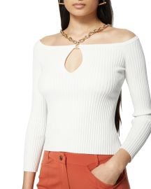 Jonathan Simkhai Quinn Compact-Rib Chain Off-the-Shoulder Top at Neiman Marcus