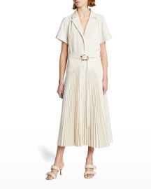 Jonathan Simkhai Sama Recycled Crepe Notch-Collar Midi Dress at Neiman Marcus