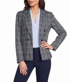 Jones New York Plaid Notch Collar Long Sleeve Faux Double Breast Open Front Jacket Dillardx27s at Dillards