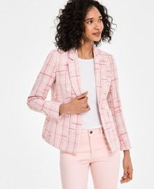 Jones New York Womens Plaid Tweed Blazer - Macys at Macys