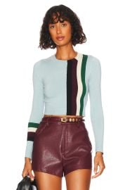 JoosTricot Long Sleeve Crop Sweater in Pool Stripes at Revolve