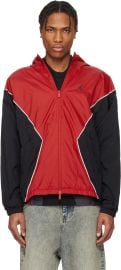 Jordan Brooklyn Hooded Draft Jacket in Red Black at ssense