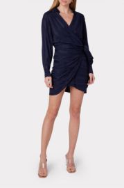 Jordan Striped Satin Dress in Navy at Shop Simon