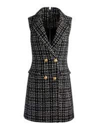 Jordy Double Breasted Tweed Tuxedo Dress In Blackecru Alice And Olivia at Alice + Olivia