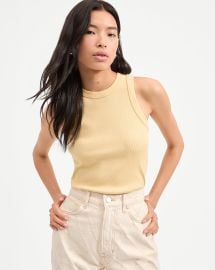 Jordyn Cropped Tank Top in Butter Yellow Chamomile at Veronica Beard