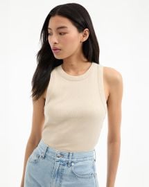 Jordyn Cropped Tank Top in Limestone at Veronica Beard