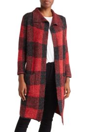 Joseph A Draped Collar Long Cardigan in Jumbo Buffalo at Nordstrom Rack