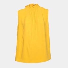 Joseph Yellow Crepe Neck Tie Detail Sleeveless Top L Joseph The Luxury Closet at The Luxury Closet