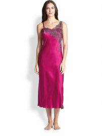 Josie Natori - Lolita Lace-Trimmed Silk Satin Long Gown at Saks Fifth Avenue