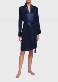 Josie Natori Essentials Jersey Robe w Satin Trim - at Bergdorf Goodman